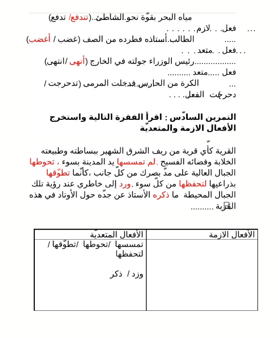 حل تمارين الفعل2 حل تمارين الفعل2